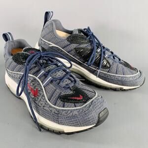 NIKE Size 10.5 Grey Black Burgundy Logo Rubber Sole Sneakers